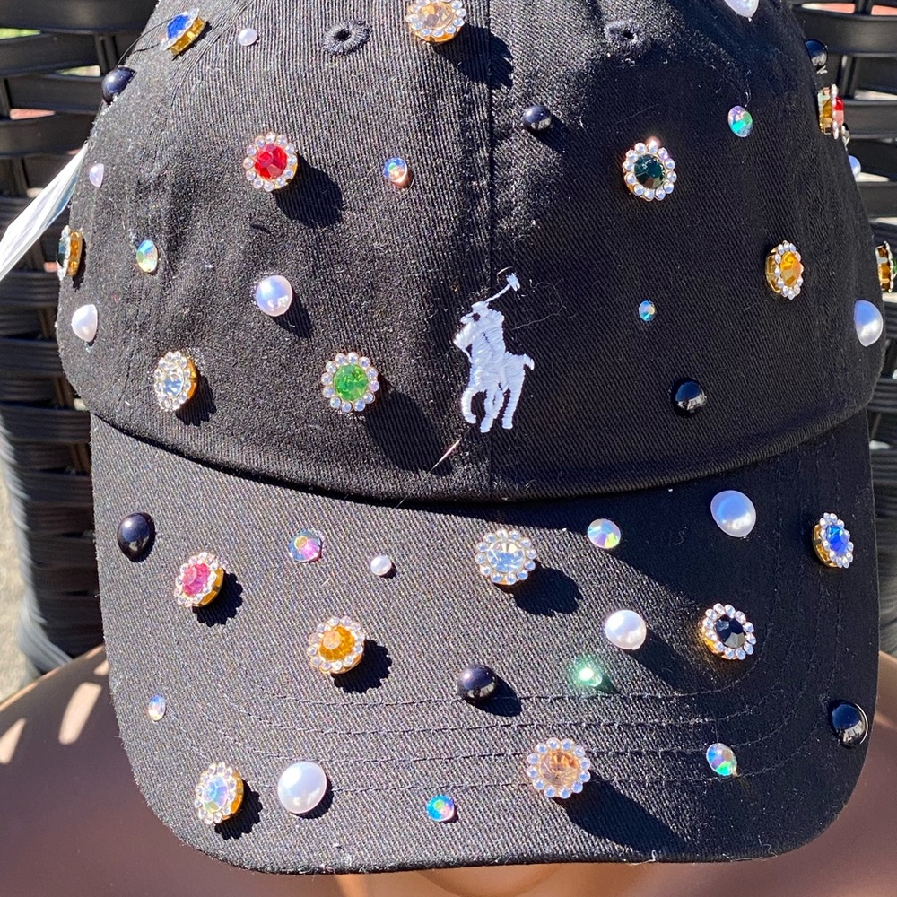 Custom Ralph Lauren Black Embellished Cap - Picture 2 of 6
